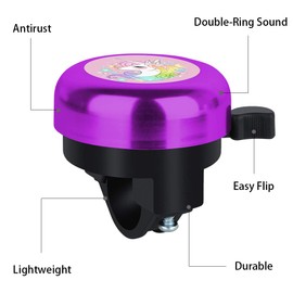 Cristin Tang Bicycle Bell Unicorn Star Cute Clear Sound Adjustable Size Aluminum Bike Accessories Bell Ring for Girls Women Kids Adults Purple