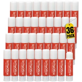 1InTheOffice Clear Glue Stick for Kids, Glue Sticks, All Purpose School Glue Sticks, Washable Glue Sticks, Clear Stick Glue 0.28 oz, 36 Pack