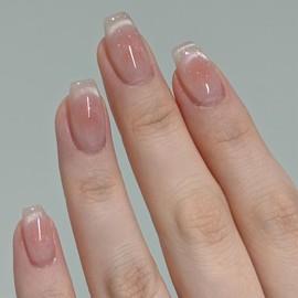 Cat Eye Fake Nails, 24pcs Cat Eye Shinny False Nails with Glue, Medium Long Square Glossy Artificial Summer Fresh Stick on Nails, Long Lasting Manicure Art Decoration Home DIY Comfortable Fit