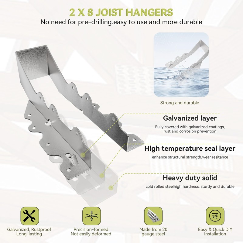 25 pcs 2x8 Joist Hanger,LU28 18 Gauge Galvanizing Face Mount