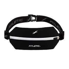 Fitletic Phone Holder Sport Plus Bum Bag Lightweight and Sleek Running Belt with Adjustable Strap Durable Mini Waist Bag for Men and Women Ideal Sport Bag for Outdoor Activities (Black/Reflective)