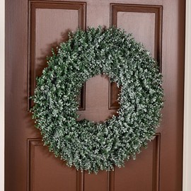 Wicker Park 24" Indoor/Outdoor Boxwood Wreath:_Lilac