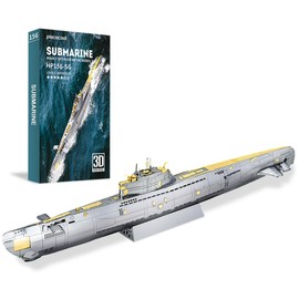 piececool 3D Puzzle Metal Military Model Submarine, 3D Metal Puzzle Submarine for 340 Stainless Steel, Full Metal, 1:1 Restore, Birthday Gift, Model Kit Adults, 200 Pieces