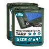 TARPAL 4x4 Feet Small Tarp Waterproof 6mil (2 Pack) Green