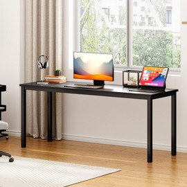 DlandHome 71 inches X-Large Computer Desk, Composite Wood Board, Decent and Steady Home Office Desk/Workstation/Table,Black,23.6Wide