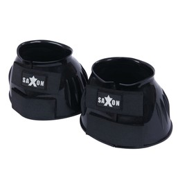 Saxon Double Tape Pvc Ribbed Bell Boots, Black, Pony