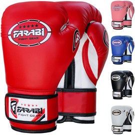 Farabi Sports Kids Boxing Gloves 6, 8-oz Junior Muay Thai Gloves Youth Kickboxing Sparring Punching Bag Training Gloves (Red, 8-oz)