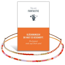 happymaker - Armbänder für Frauen und Mädchen, handgefertigt aus Miyuki Perlen mit Geschenkverpackung, Gratulation Geschenk, Ich bin stolz Geschenk mit Armband und Glückwunschkarte