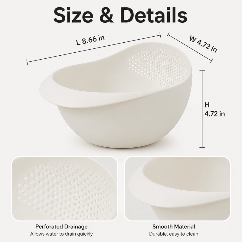 Rice Washing Strainer for Kitchen Use – Plastic Drainage Sieve