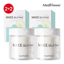 Mediflower Make Self Pads Main Product 100 Sheets x 2 + Refill 130 Sheets x 2 / Cotton Pads, Cleansing Pads, Toner Pads / 메디플라워 메이크 셀프 패드 본품 100매x2+리필 130매x2 / 화장솜 클렌징패드 토너패드