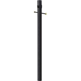 Solus SP7-C320-BK 7 Foot Outdoor Lamp Post, Traditional In Ground Light Pole with Cross Arm, Grounded Convenience Outlet and Dusk to Dawn Photo Sensor, Black