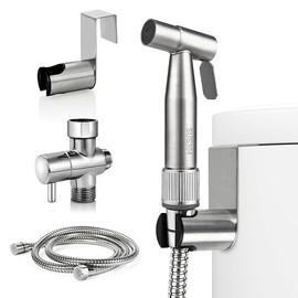 HASTHIP® Rociador de bidé para Inodoro de Mano,Acero Inoxidable 304,presión Agua Ajustable Manguera antifugas Montaje en Pared o Tanque Ideal para higiene Personal Limpieza baño