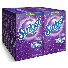 Sunkist Soda Singles To Go Drink Mix, Grape, 12 Boxes with 6 Packets Each - 72 Total Servings, Non-Carbonated and Sugar-Free