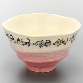 Mino Ware Lightweight Rice Bowl, Approx. 4.7 inches (12 cm), Dragon Cat Vermilion 131-1022
