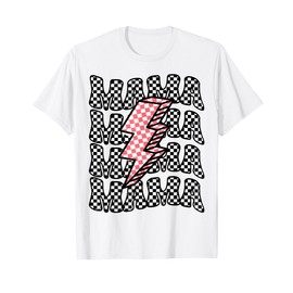 Checkered Mama Racing Birthday Party Race Car Pit Crew Mama T-Shirt