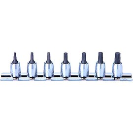 Koken RS2025/7-L28 1/4 (6.35 mm) SQ. Torx Bit Socket Rail Set, Total Length 1.1 inches (28 mm), 7 Pieces