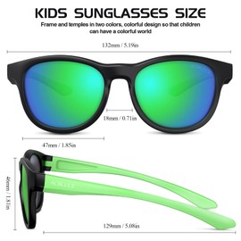 ACBLUCE Kids Polarized Sunglasses for Boys Girls Children youth Sport Baseball Cycling Running Green Glasses for Age 5 6 7 8 9 10 11 12 13