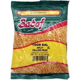 Sadaf Yellow Split Peas - Toor Dal - Yellow Split Peas for Cooking and Food Flavoring - Dried Yellow Split Peas - Kosher - 16 Oz Resealable Bag