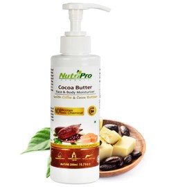 NutriPro Cocoa Butter Face & Body Moisturizer | With Cocoa Butter & Coffee | Non-Sticky Body Lotion for Women & Men| For Intense & Long Lasting |No Silicones Paraben Free (200ml)