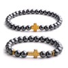 KSQS Gold Cross Semi-Gem Stone Beads Bracelets for Women Men-Natural