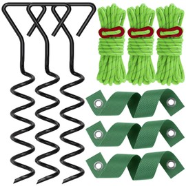 3 Pack Tree Stakes and Supports for Leaning Trees Heavy Duty Tree Anchor kit Spiral Tree Stake Kit for Young Trees Straightening Against Bad Weather