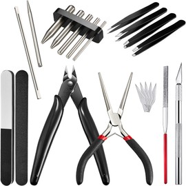 17 Pieces Metal Puzzle Tool Set Tool DIY Metal Model Kits Tools Tab Edge Cylinder Cone Shape Bending Assist Tools for 3D Metal Jigsaw Puzzles Assembly Basic Model Building, Repairing and Fixing
