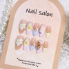 30Pcs Beach Press on Nails Medium Almond French Tip Fake