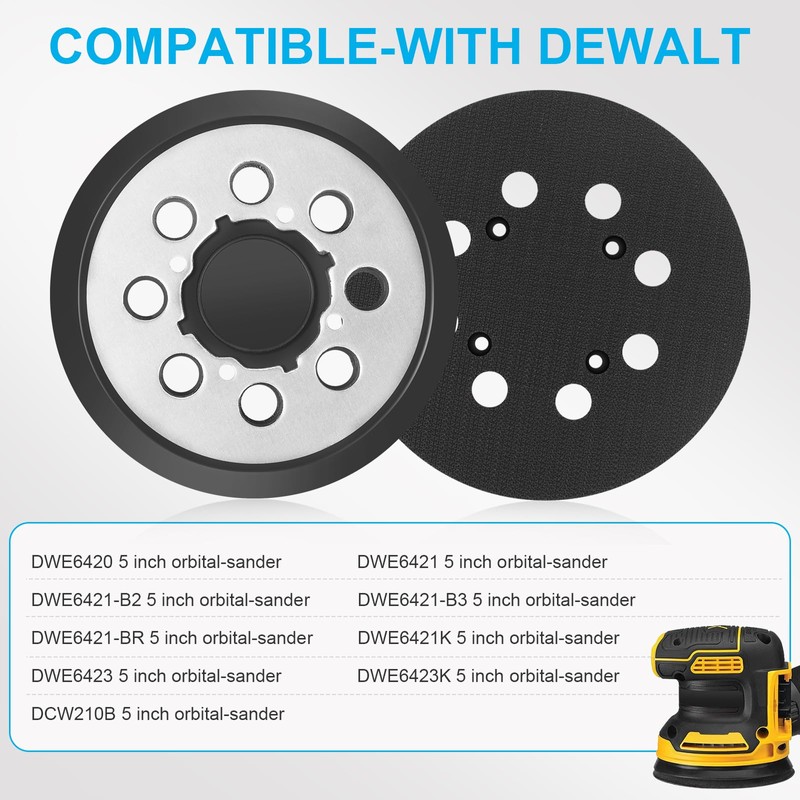 4 Pack Orbital Sander Replacement Pad for DeWalt, 5 Inch