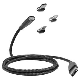 BoxWave Cable Compatible with BEDAIL Gaming Portable Monitor (17.3 in) - MagnetoSnap PD AllCharge Cable (100W), Magnet Charging Braided USB Type-C Micro - Jet Black