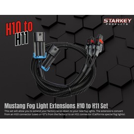 Starkey Fog Light Extensions H10 to H11 Set - Compatible with Ford Mustang 2010-2012