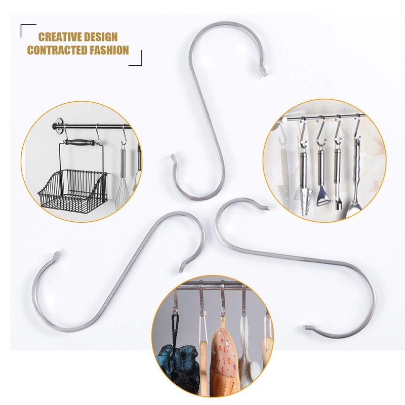WEERSTONE Pack of 16 S Hooks Stainless Steel S-shaped Hooks