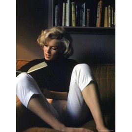 ART.COM Wall Premium Photographic Print Marilyn Monroe Reading at Home by Alfred Eisenstaedt, 12" x 16"