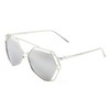 Geometric Wire Metal Frame Sunglasses (Silver, Chrome Mirror)