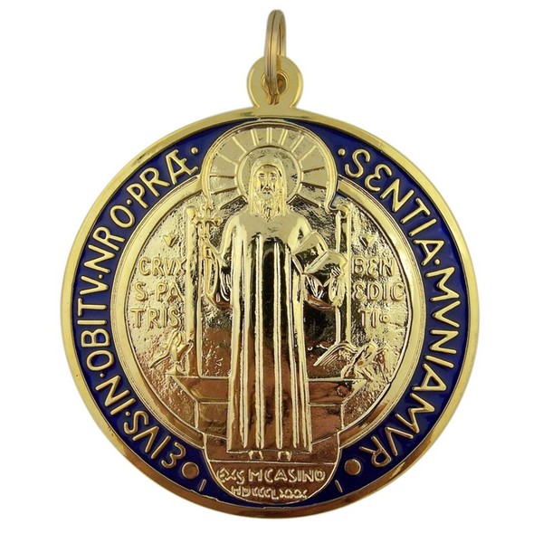 Saint Benedict of Nursia 4 Inch Gold Plate with Red