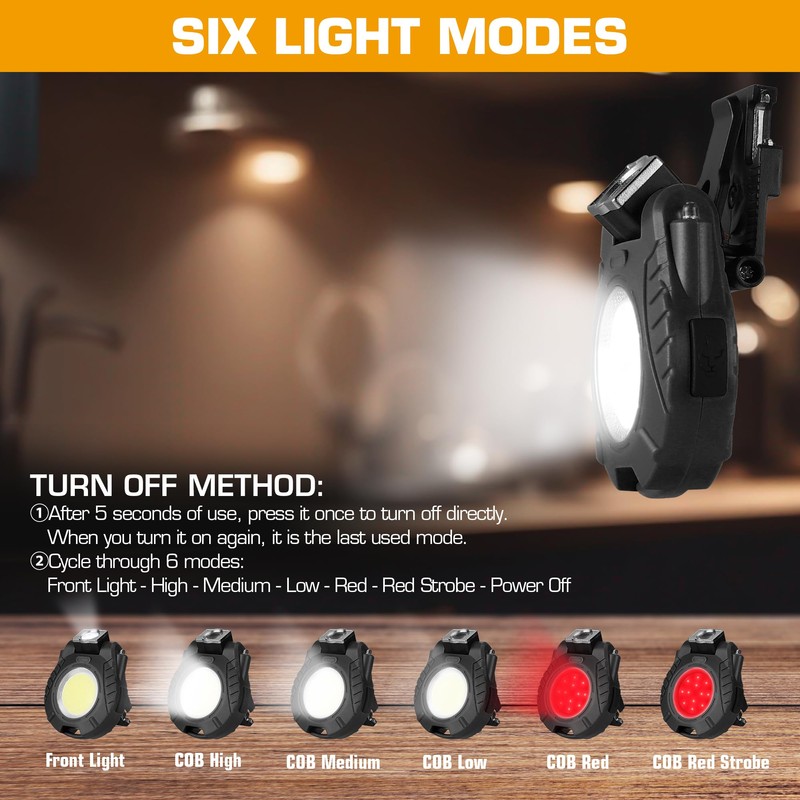 EverBrite COB Keychain Work Light, 2 Pack Rechargeable Keychain Light