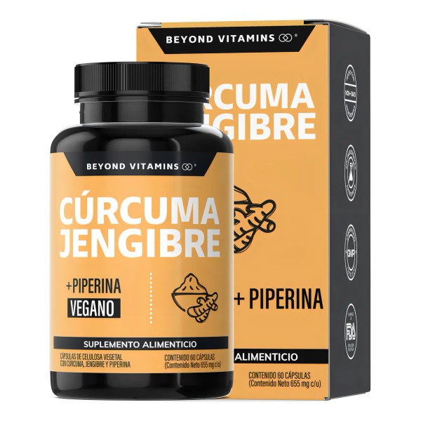 Beyond Vitamins Raz de Crcuma (curcumina) Jengibre potenciado con Pimienta