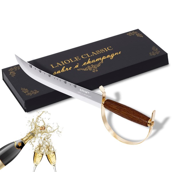 Resafy Champagne Saber Champagne Knife Olive Wood Handle Champagne Sword Champagne Opener With Gift Case