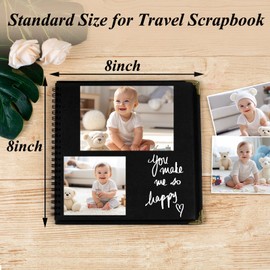 Joyberg Scrapbook 80 Pages, Scrapbooking Supplies 8 x 8 In, Scrapbook Album Suitable for Album Memory Book Wedding, Anniversary Family, DIY Craft Projects (Black)