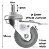 SPARES2GO Universal Braked Swivel Castor Trolley Wheels M10 Screw Mini