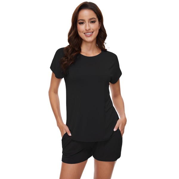 WiWi Pajamas for Women Short Sleeve Top and Shorts Sets