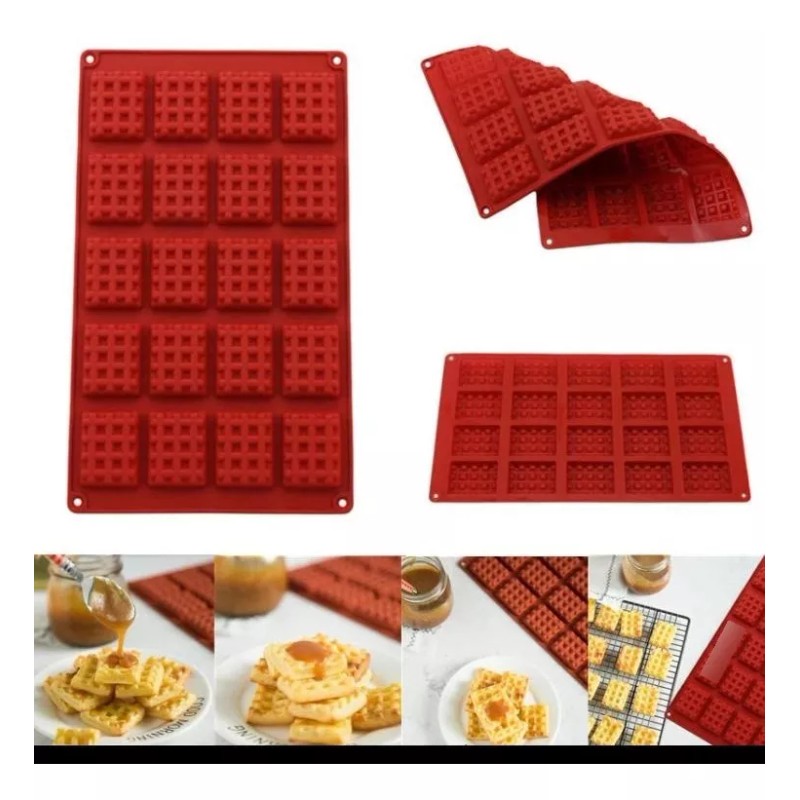 Launer Molde Silicona Wafflera 4 Cavidades Repostería Waffles 2 Pza