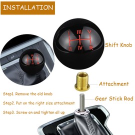 Temzzer Ball Gear Shifter Knob Resin 5 Speed Car Shift Lever Knob Weighted for Most Manual Automatic Vehicles M10x1.5 M10x1.25 M8x1.25 (Black, White)