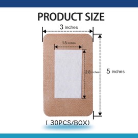 JJZEN KEAR 3"X5" 30 PCS Extra Large Sterile Nude Island Dressing Bandage for Wound - Self-Adhesive Boarded Gauze Pads - Latex Free - Medical Grade (Nude, 3"X5"- 30PCS)