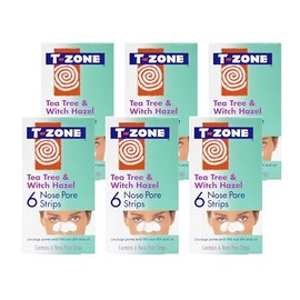 T-Zone 6 x 6 Multipack of Tea Tree & Witch Hazel Nose Pore Strips, Specially Formulated to Lift out Dirt, Help to Remove Impurities and Excess Oil, Unclog Pores, Tightens Pores and Keep Skin Clear