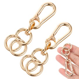 Yuanchu Rotating Carabiner Hooks, Pack of 2 Metal Carabiner Key Rings with Swivel Golden Lobster Clasp with 4 Round Spring Buckle Clip for DIY Handbag Keychain Purse Backpack Hun