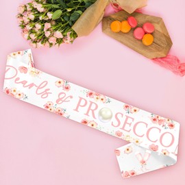 Fangleland Pearl Theme Bride Sash for Bridal Shower, Pink White Flower Satin Sash Bachelorette Wedding Engagement Party Supplies Bride to Be Decorations