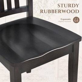 COLAMY Wooden Dining Room Chairs Set of 2, Spindle High Back Windsor Kitchen Side Chair, Farmhouse Dining Chairs for Kitchen, Dining Room, Black