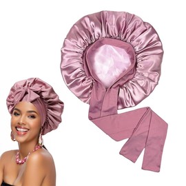 Jntahecg Double Layer Satin Silk Bonnet for Women Girl Sleeping, Curly Hair, Braids and Wigs