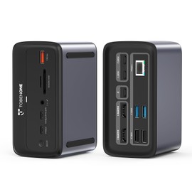 TobenONE MacBook Docking Station Dual 4K@60Hz, 16-in-2 USB C Docking Station with 2 HDMI Ports, 7 USB Ports, 100W GaN Power Supply & 20W Charging, 2.5Gbps Ethernet, for Home & Office