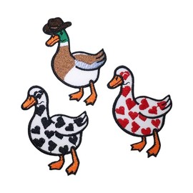 CLOVER INTER 3 Pcs Cute Duck Patches Iron on Embroidered Badge Saw On Patch for Jeans, Clothing, Bags, Jackets, Caps (3 PCS)